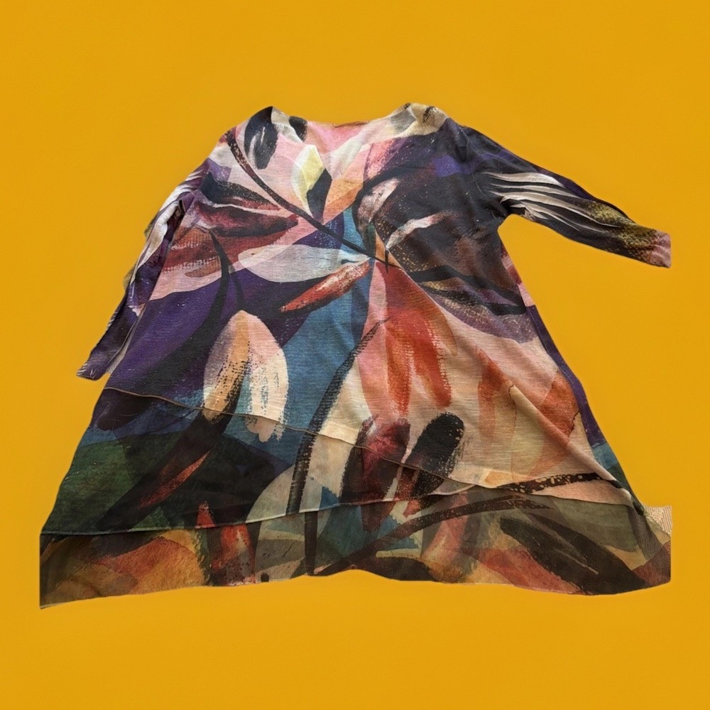 Jess & Jane S layla super soft art to wear print 'mesh overlay tunic'
